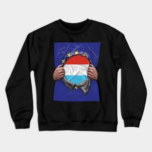 Luxembourg Flag European Union Flag Ripped Open - Gift for Luxembourgish From Luxembourg Crewneck Sweatshirt